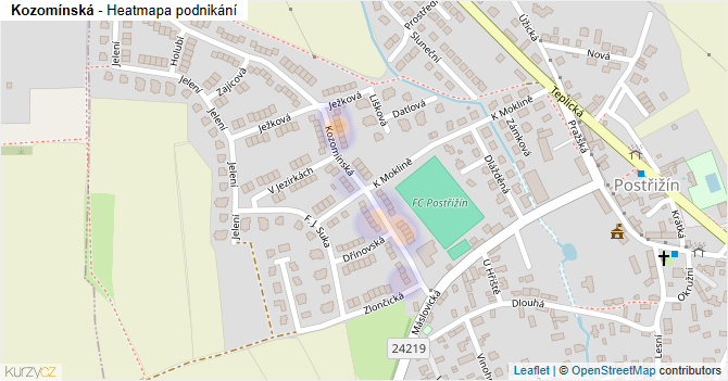 Kozomínská - mapa podnikání