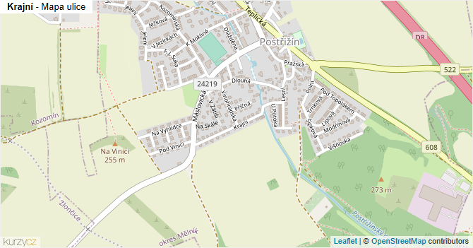 Krajní - mapa ulice