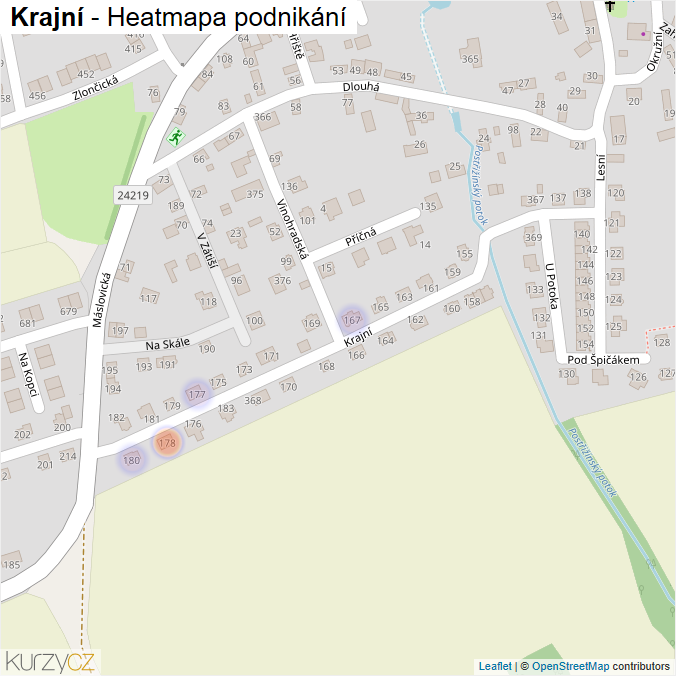 Mapa Krajní - Firmy v ulici.