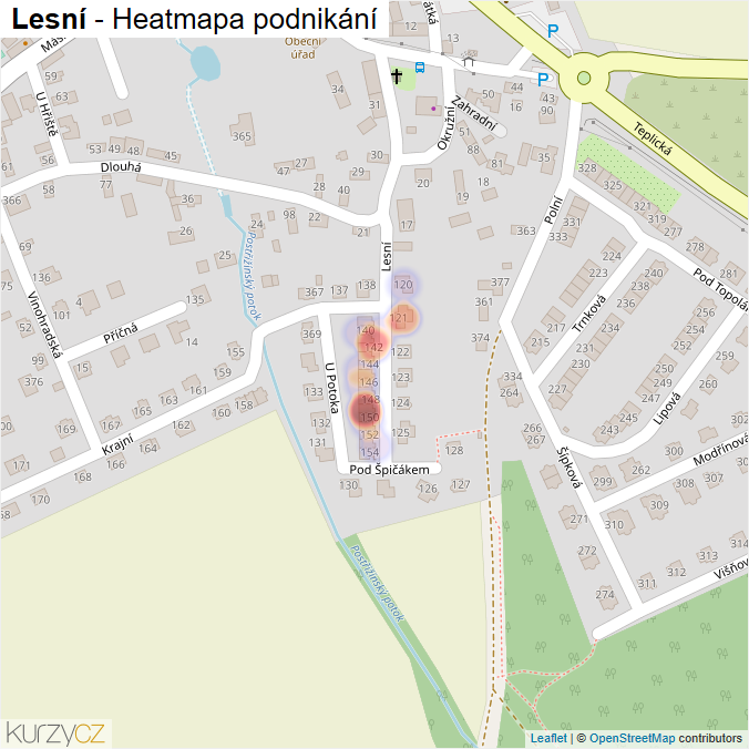 Mapa Lesní - Firmy v ulici.