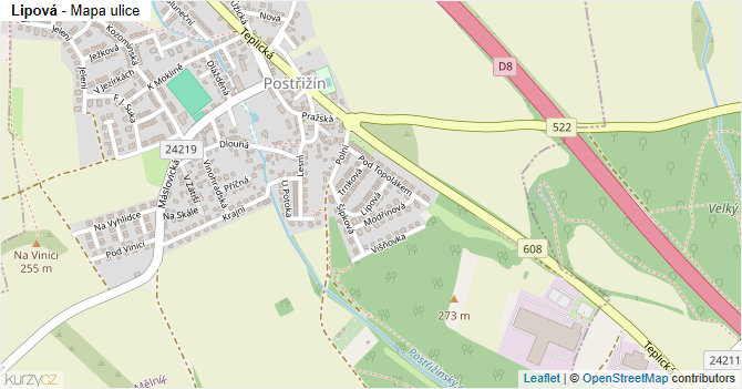 Lipová - mapa ulice