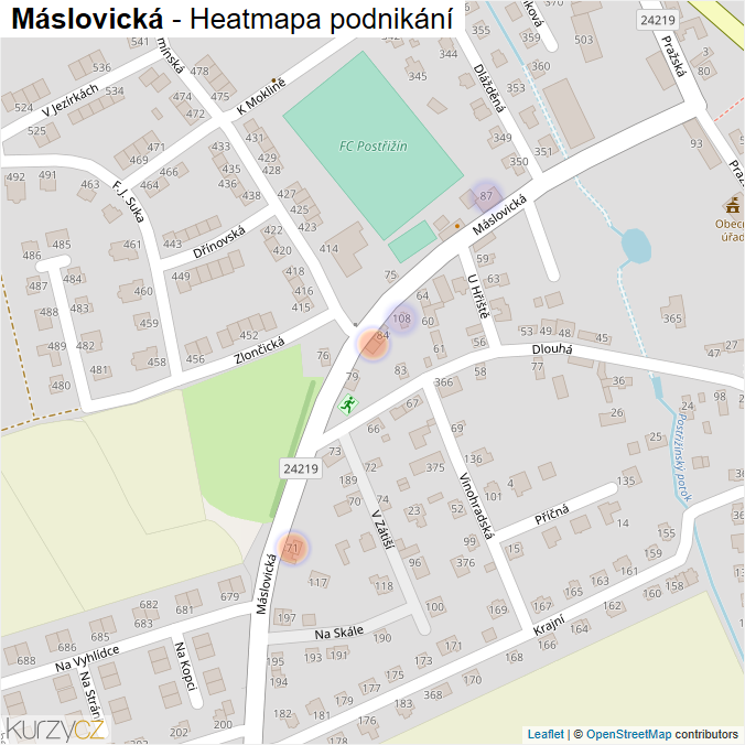Mapa Máslovická - Firmy v ulici.