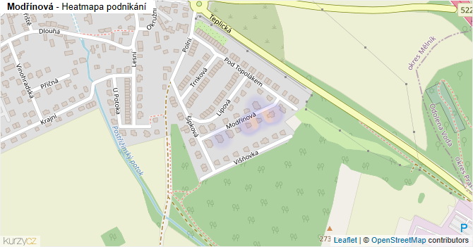 Modřínová - mapa podnikání