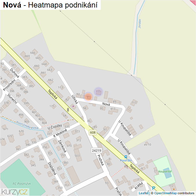 Mapa Nová - Firmy v ulici.
