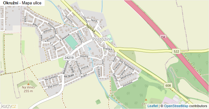 Okružní - mapa ulice