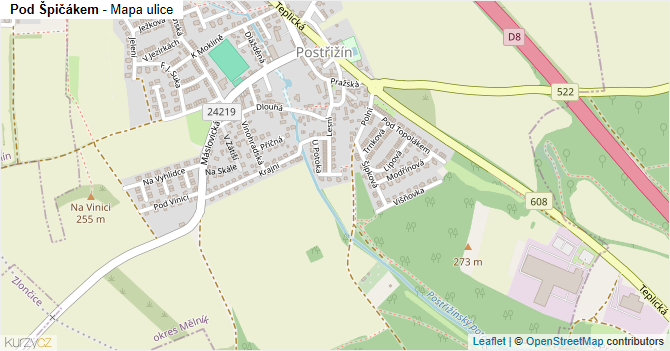 Pod Špičákem - mapa ulice