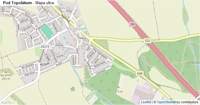 Pod Topolákem - mapa ulice