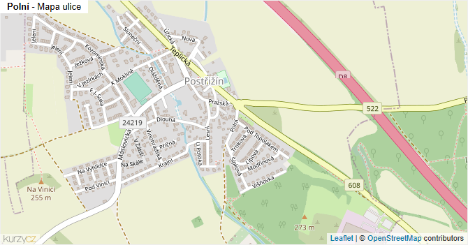 Polní - mapa ulice