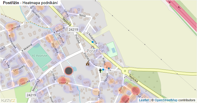 Postřižín - mapa podnikání