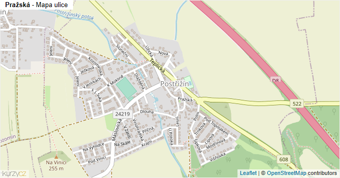 Pražská - mapa ulice