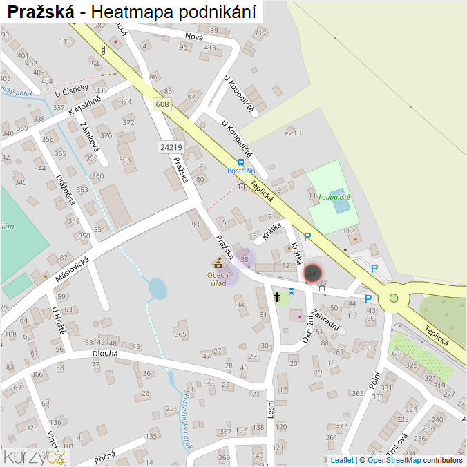 Mapa Pražská - Firmy v ulici.