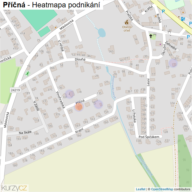 Mapa Příčná - Firmy v ulici.
