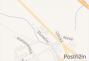 Prostřední v obci Postřižín - mapa ulice