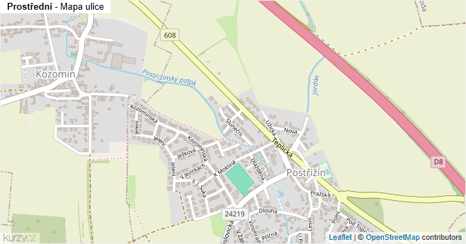 Prostřední - mapa ulice