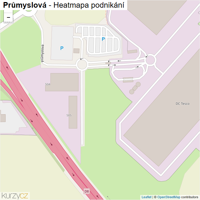 Mapa Průmyslová - Firmy v ulici.