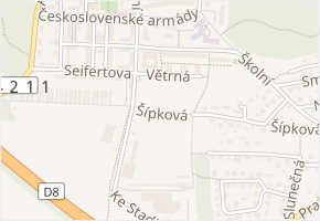 Šípková v obci Postřižín - mapa ulice