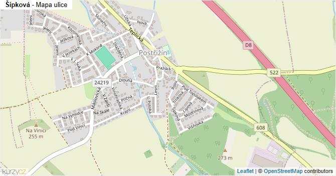 Šípková - mapa ulice