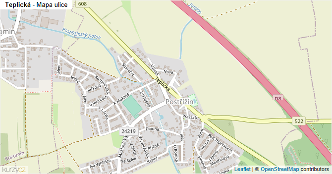 Teplická - mapa ulice
