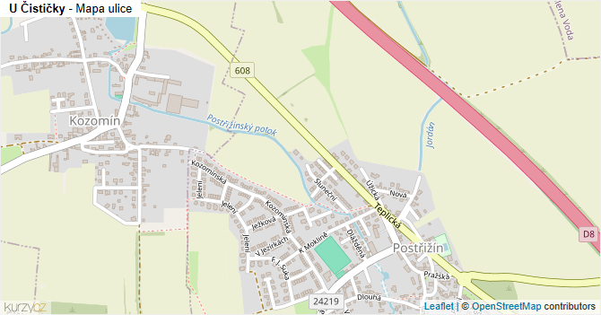 U Čističky - mapa ulice