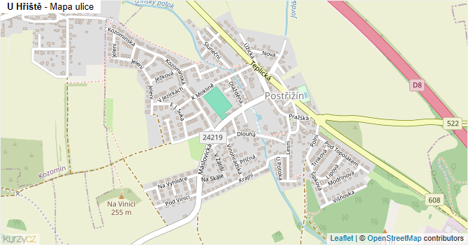 U Hřiště - mapa ulice