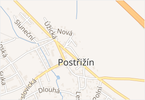 U Koupaliště v obci Postřižín - mapa ulice