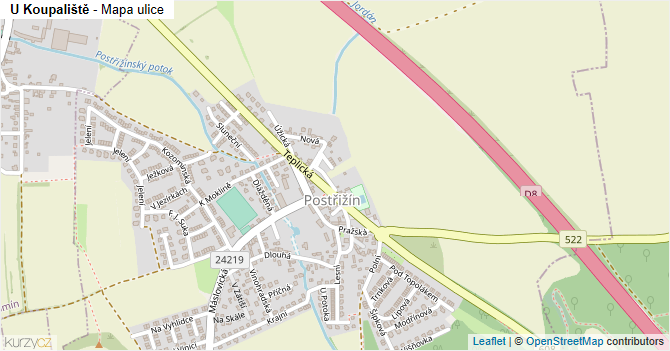 U Koupaliště - mapa ulice