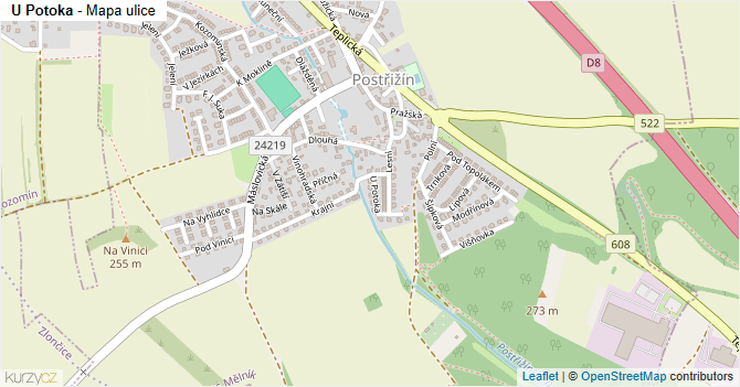 U Potoka - mapa ulice
