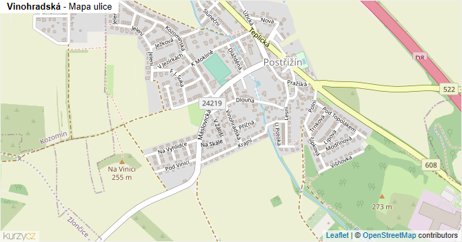 Vinohradská - mapa ulice