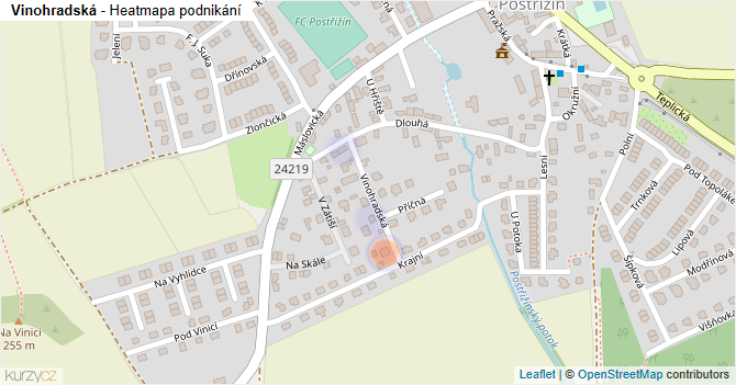 Vinohradská - mapa podnikání