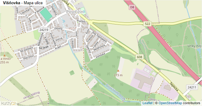 Višňovka - mapa ulice