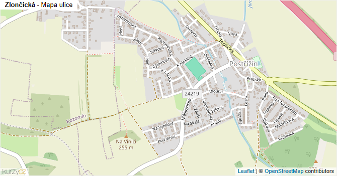 Zlončická - mapa ulice