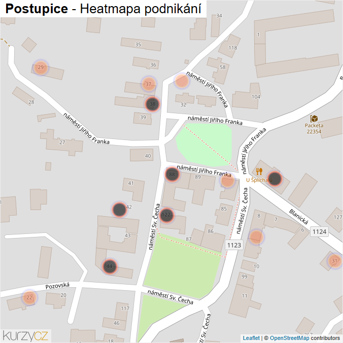 Mapa Postupice - Firmy v obci.