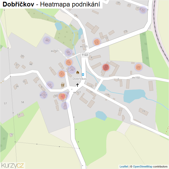 Mapa Dobříčkov - Firmy v části obce.