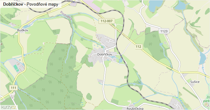 Dobříčkov - záplavové mapy stoleté vody