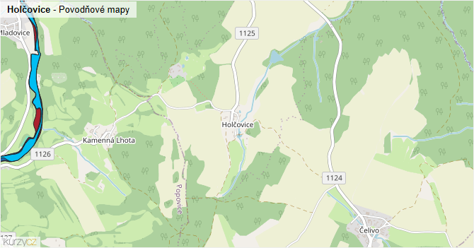 Holčovice - záplavové mapy stoleté vody