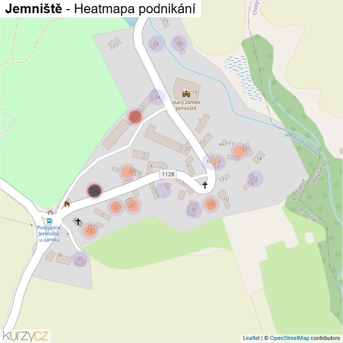 Mapa Jemniště - Firmy v části obce.