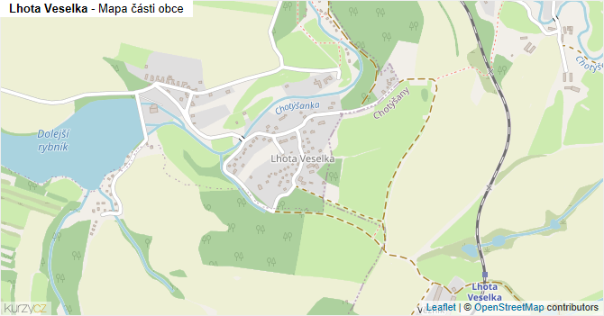 Lhota Veselka - mapa části obce