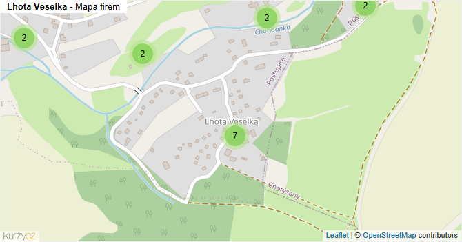 Lhota Veselka - mapa firem