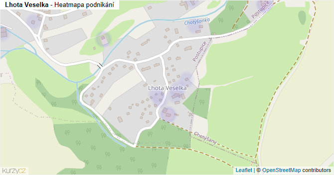 Lhota Veselka - mapa podnikání