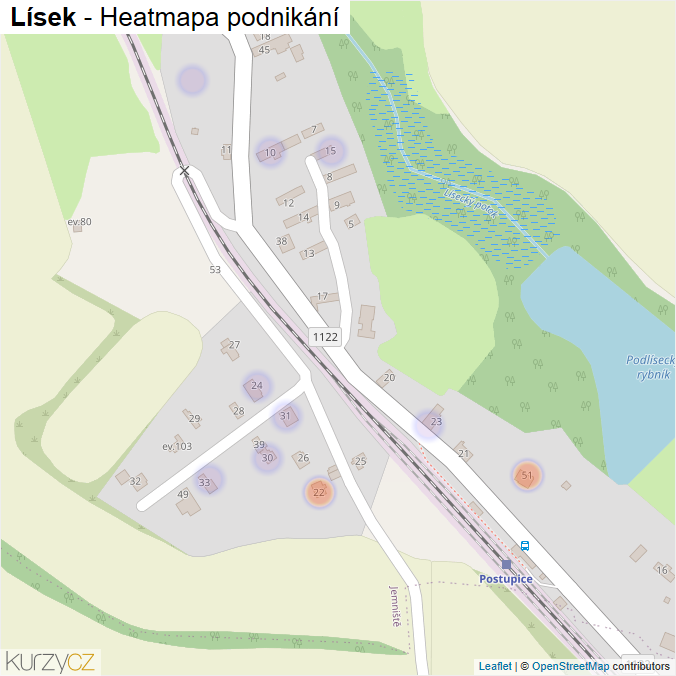 Mapa Lísek - Firmy v části obce.