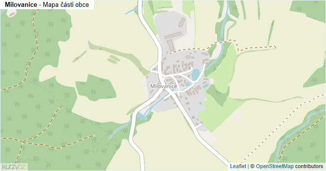 Milovanice - mapa části obce