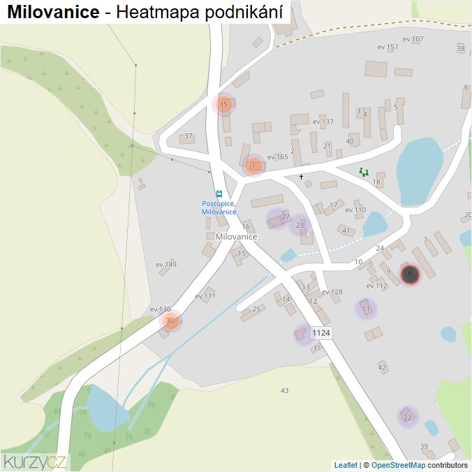 Mapa Milovanice - Firmy v části obce.