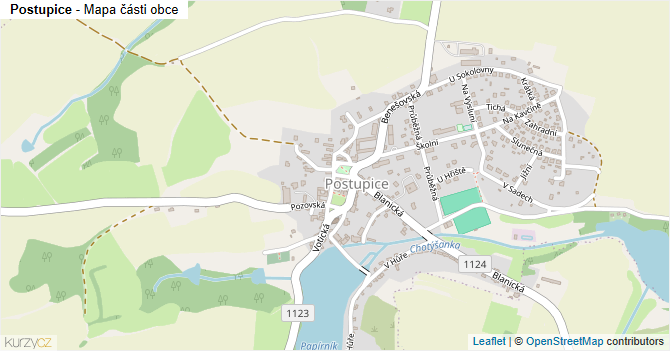 Postupice - mapa části obce