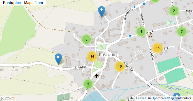 Postupice - mapa firem