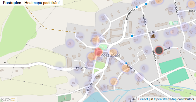 Postupice - mapa podnikání