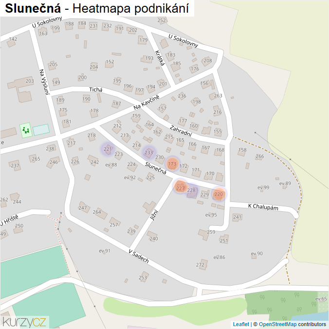 Mapa Slunečná - Firmy v ulici.