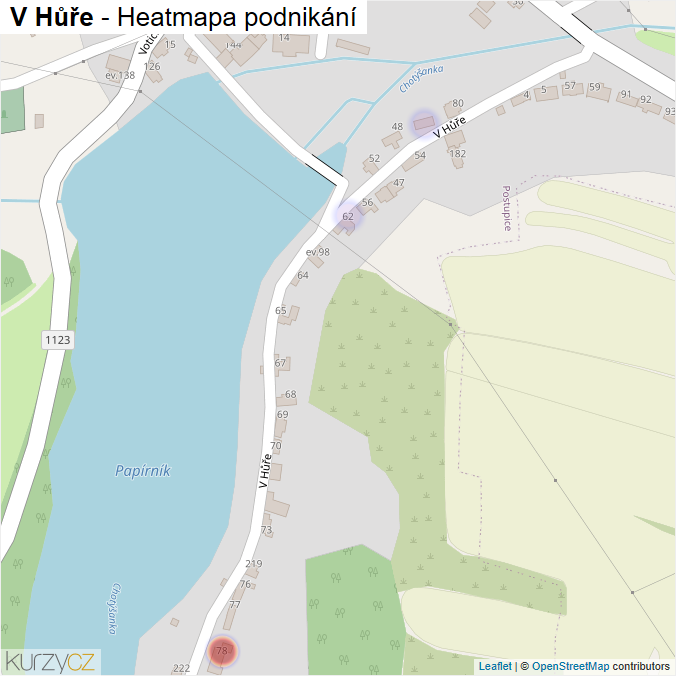 Mapa V Hůře - Firmy v ulici.