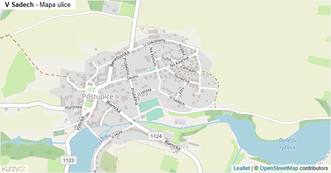 V Sadech - mapa ulice