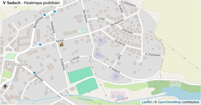 V Sadech - mapa podnikání