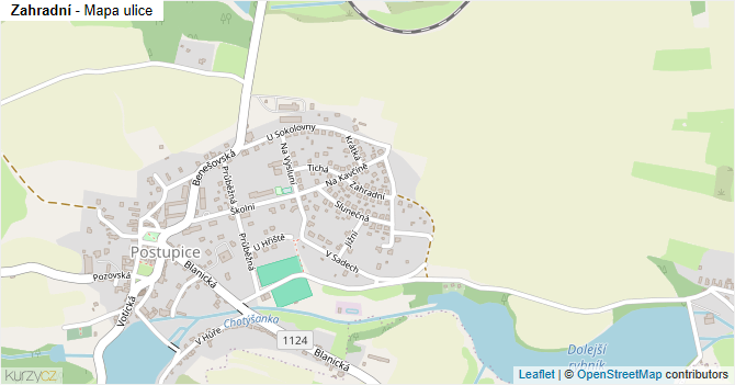 Zahradní - mapa ulice